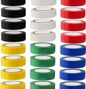 8 Meter Self Adhesive PVC Electrical Insulation Tape-Colored Pack of 30 Pieces (Assorted Color)
