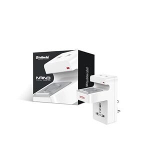Goldmedal Nano 3 Pin Plug Travel Adaptor with Mobile Stand | LED Indicator | Multiplug for Home & Office | Supports 2-Pin & 3-Pin Plugs (Pack of 1) - White