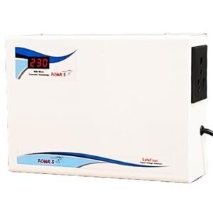 FOUR-S Digital Voltage Stabilizer [FS-D-WMTM-160] for Washine Machine, Tread Mill and Microwave Oven (Working Range: 160-280V 10A) ; White Glossy