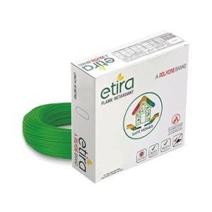 Polycab Etira 90m, 1sqmm. •Heat Resistant •Eco Friendly • PVC Insulated Copper Cable •Energy Saving •Flame Retardant •99.97% Electrolytic Grade Copper •Low Smoke【Green】
