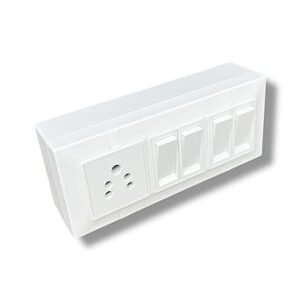 6 Gang Modular Switch Board Silver Finish 10A 4 Flat Switches 10A Sockets Wall Mount Electrical Outlet