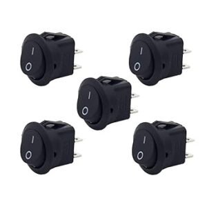 PACK OF 5 Black SPST 2-Pin ON/Off Round Boat Rocker Switch AC 6A 250V 10A 125V
