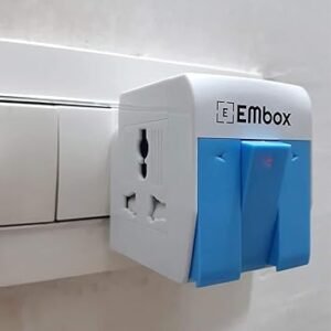 EMBOX 3 Pin Multi Plug Adapter with Individual Switch 3 Pin Plug Socket Safety Shutter Spike Buster Fuse Protected Adapter 3 Way Plug Extension for Home Office Travel-5A-250V, Pack of 2 Blue