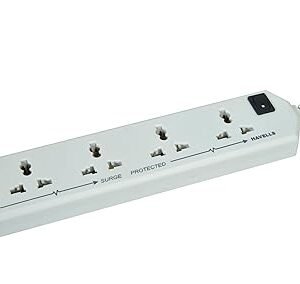 MOS Havells 240V 6A Four-Way 1440W Extension Board With wire (White)- 1.5 Metre ( Surge and Spike Guard)