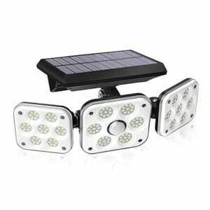 WIDEWINGS Outdoor Solar Light, Solar Light with Motion Sensor Ip65 Waterproof 138 Led Outdoor Solar Floodlight 3 Heads for Garden (1 Pack)