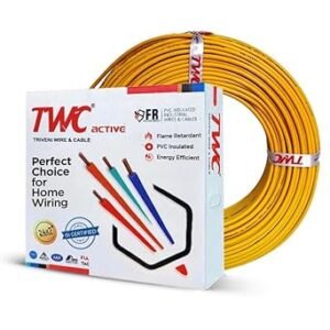 Kavari  TWC Yellow-1.5 SQMM-90 METER Active Core Electrical Wire | Insulated PVC Copper Wire | Cable for Domestic & Industrial Connection Purpose | Flame Resistant