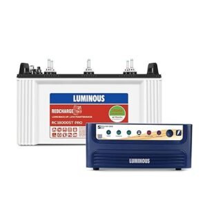 Luminous Inverter & Battery Combo for Home,Office & Shops|Power Sine 800 Pure Sine Wave 700VA/12V Inverter with RC18000ST PRO Short Tubular 150Ah Battery |Warranty: 36 month(Inverter)&48month(Battery)