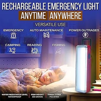 WOZIT Emergency Light Rechargeable|2 Tube Led Charging Light|Hi-Low Brightness Modes|Electric And Android Charging Support|Long Backup Lantern For Home,Office&Outdoor Use( Multicolor) - Image 3