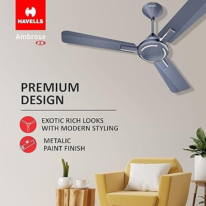 Havells 1200mm Ambrose ES Ceiling Fan|Premium Finish, Decorative Fan, Elegant Look, High Air Delivery, Energy Saving, 100% Pure Copper Motor|2 Year Warranty by Brand - Image 5