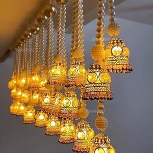Divyakosh Wall Hangings for Home Decoration, Set of 2 Diwali Lights, Handmade Diwali Decoration Wall hangings, Door Valance Hanging with LED T-Lights for Wedding Decor Home Living Decor .